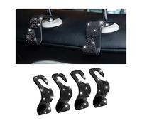 CGEAMDY 4PCS Crystal Bling Rhinestone Cars Back Seat Headrest Hooks, Car Headrest Hook Diamond Hanger with Rhinestones and Diamonds, Bling Cars Headrest Hangers Auto Back Universal(Black)