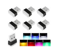 CGEAMDY 7 Pieces USB Car Ambient Lighting, Mini 7 Colors Sound Control LED Modeling Interior Light, Car Interior Atmosphere Lamp for Cars, USB Sockets, Night Lights and Extra USB Plugs Decoration