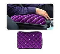 CGEAMDY Car Armrest Cover, Bling Diamond Auto Center Console Pad, Soft Seat Box Protector, Plush Cushion for Arm Rest, Vehicle Interior Protection Accessories, Universal Fit Truck SUV(Purple)