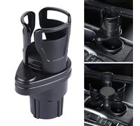CGEAMDY Car Dual Cup Holder Adjustable, 360°rotating Car Coffee Drink Cup Holder Expander, 2 in 1 Multifunctional Car Cup Stand Expander for Cars, Water Bottle Coffee Cups(Matt Black)