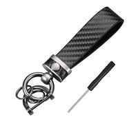 CGEAMDY Carbon Fiber Style Car Keychain, Microfiber Leather Car Key Fob Detachable Leather Keychain, 360 Degree Rotatable with Anti-Lost D-Ring, Car Accessories Key Ring for Men & Women(Black)