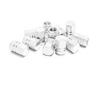 CGEAMDY Hexagon Valve Covers Replacement Dust Caps for Car Tyres, Aluminum Car Tire Valve Stem Caps Hexagon, Aluminum Alloy Hexagon Tire Valve Stem Caps with Seal Ring(Sliver-White)