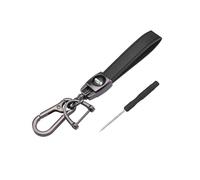 CGEAMDY Leather Retro Key Chain, Double-ring Keychain, Swivel Lanyard Snap Hooks with Anti-Lost Key Ring, Multifunctional Car Keychain for Unisex Adults, Dark Black