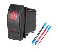 CGEAMDY Marine Rocker Switch, Toggle Rocker ON/OFF Switch Control Panel, Waterproof 12V 24V Switch Panel with LED Light, for Ship, Boat, Auto, Caravan, Yacht, Truck, SUV, Vehicles(Red)