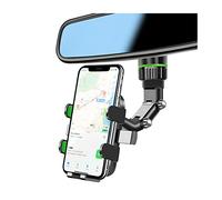 CGEAMDY Rearview Mirror Phone Holder, 360° Rotatable and Retractable Car Phone Mount, Multifunctional Rear View Mirror Holder for All Cars, Adjustable Cell Phone Holder for All Smartphones (Green)