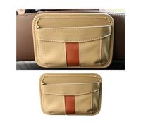 CGEAMDY Storage Box for Car Seats, Car Seat Side Pocket Side Organiser for Car Seats, Self-Adhesive PU Leather Seat Side Pocket Storage Bag, for Organising Wallet, Phone, Cigarette Key(Beige)