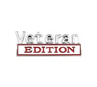 CGEAMDY Veteran Edition Car Emblem, 3D Car Metal Decals Exterior Truck Stickers, 3M Strong Adhesive Letter Stickers Fender Badge for Men, Door Decoration Auto Accessories for Car SUV(Silver-Red)
