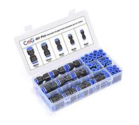 CGELE 60Pcs Quick Connect Air Hose Fittings 4/6/8/10/12 mm Quick Release Pneumatic Push to Connect Fittings Kit Air Line Fittings for 5/32 1/4 5/16 3/8 1/2 inch Tube
