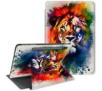 CGFGHHUY Case for Galaxy Tab S8 Plus/S7 FE 12.4 inch Tablet 360 Degree Rotating Stand Smart Cover with Auto Wake Sleep Case for Samsung Galaxy Tab S8+ 2022/S7 FE 2021 - Watercolour Cute Lion