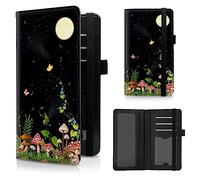 CGFGHHUY Check Book Cover for Personal Checkbook Green Sea Turtle Pattern Design PU Leather Checkbook Cover for Men Women with Card Slots & Pen Holder and Elastic Strap for Duplicate Checks, Mushrooms