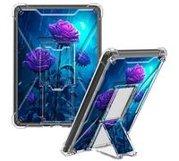 CGFGHHUY Clear Case for All-New Kindle Paperwhite 11th Generation 2021 & Signature Edition 6.8 inch Slim Kickstand Protective Transparent TPU Case for Men Women - Purple Roses Flower in The Rain