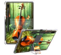 CGFGHHUY Clear Case for Samsung Galaxy Tab S7 FE 5G/S8 Plus/S7 Plus 2022/2021/2020 12.4 inch Slim Lightweight Kickstand Protective Transparent TPU Case with Pen Holder - Butterflies and Violin