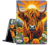 CGFGHHUY for iPad Air 11 inch Case 2024 M2 Lightweight Protective PU Leather Smart Stand Cover with Auto Wake Sleep Case for iPad Air 11 inch 6th Generation 2024 - Sunset Cow Sunflower