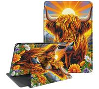 CGFGHHUY for iPad Air 11 inch Case 2024 M2 with 360 Degree Rotating Stand Protective Smart Cover with Auto Wake Sleep Case for iPad Air 11 inch 6th Generation 2024 - Sunset Cow Sunflower