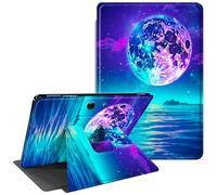 CGFGHHUY for Microsoft Surface Pro 9 Case 13 inch 360 Degree Rotating Stand Smart Cover with Auto Wake Sleep Tablet Case for Microsoft Surface Pro 9 2022 - Blue Purple Moon and Sea
