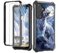 CGFGHHUY for Samsung Galaxy A17 5G Phone Case with Screen Protector Hard PC + Soft TPU Shock Proof Protective Phone Case for Samsung Galaxy A17 5G 6.7 inch 2025 - Tiger Moon Mountain