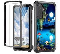 CGFGHHUY for Samsung Galaxy A17 5G Phone Case with Screen Protector Hard PC + Soft TPU Shock Proof Protective Phone Case for Samsung Galaxy A17 5G 6.7 inch 2025 - Moon Mushroom Butterflies
