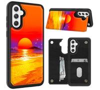 CGFGHHUY for Samsung Galaxy S26 Plus Case Wallet Case with Card Slots & Kickstand PU Leather Soft TPU Protective Phone Cover for Samsung Galaxy S26 Plus 6.7 inch 2026 - Orange Red Sunset Beach