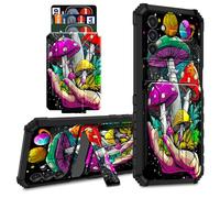 CGFGHHUY for Samsung Galaxy S26 Plus Case Wallet Cover with Credit Card Holder & Kickstand Dual Layer Hard PC Soft TPU Protective Case for Samsung Galaxy S26 Plus 6.7 inch 2026 - Mushroom Planet