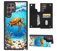 CGFGHHUY for Samsung Galaxy S26 Ultra Case Wallet Case with Card Slots & Kickstand PU Leather Soft TPU Protective Phone Cover for Samsung Galaxy S26 Ultra 6.9 inch 2026 - Turtles At Sea
