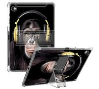 CGFGHHUY for Samsung Galaxy Tab A9 Plus Case 11 inch Clear Slim Lightweight Kickstand Protective Transparent TPU Case with Pen Holder Tablet Cover for Galaxy A9 Plus 2023 - Monkeys Love Music