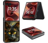 CGFGHHUY for Samsung Galaxy Z Flip 7 Case 2025 Slim Lightweight Hard PC Shook Proof Protective Phone Case Cover for Samsung Galaxy Z Flip 7 6.9 inch - a Black Cat