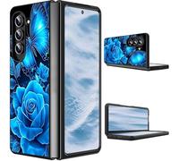 CGFGHHUY for Samsung Galaxy Z Fold 7 Case 2025 Slim Lightweight Hard PC Shook Proof Protective Phone Case Cover for Samsung Galaxy Z Fold 7 5G 8 inch - Blue Rose Flower Butterflies