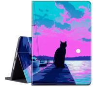 CGFGHHUY Galaxy Tab A9 Case Lightweight Protective PU Leather Smart Stand Cover with Auto Wake Sleep Tablet Case Cover for Samsung Galaxy Tab A9 2023 8.7 inch - Purple Sky Moon Cat
