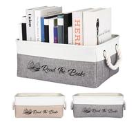 CGFN Book Lover Gifts,Read The Book Storage Basket List Storage Box Bookish Accessories Best Bookworm Gifts for Women Men Reading Lovers (White and Gray)
