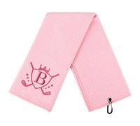 CGFN Golf Towel Gift, Golf Gifts for Men, Women Microfiber Waffle Golf Towels with Embroidered Monogrammed |16”x 24”Golf Towels for Golf Bags with Clip for Men (Pink, Initial-B)