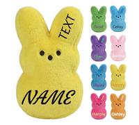 CGFN Personalised Bunny with Name for Kids, Custom Stuffed Animal Gift for Birthday, Easter, Christening - Soft Plush Toy in 3 Sizes (S/M/L), 8 Colors (Yellow)
