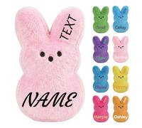 CGFN Personalised Bunny with Name for Kids, Custom Stuffed Animal Gift for Birthday, Easter, Christening - Soft Plush Toy in 3 Sizes (S/M/L), 8 Colors (Pink)