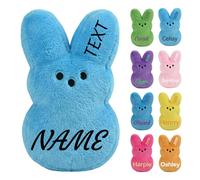 CGFN Personalised Bunny with Name for Kids, Custom Stuffed Animal Gift for Birthday, Easter, Christening - Soft Plush Toy in 3 Sizes (S/M/L), 8 Colors (Light blue)