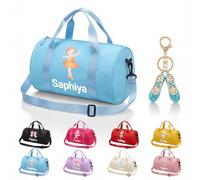 CGFN Personalised Dance Bag for Girls, Kids Ballet & Gymnastics Duffle Bag with Custom Name/Pattern, PE Kit Bag for School & Travel (Sky Blue)