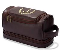 CGFN Personalised Gifts for Men,Personalised Large PU Leather Wash Bag Men with Initial Waterproof Hanging Toiletry Bag Travel Xmas Birthday Presents (J, Dark Brown)