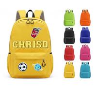 CGFN Personalised Kids Backpack for Boys & Girls, Custom Name Rucksack for Primary School & Nursery, Toddler School Bag with Soft Chenille Patches (Yellow)