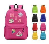 CGFN Personalised Kids Backpack for Boys & Girls, Custom Name Rucksack for Primary School & Nursery, Toddler School Bag with Soft Chenille Patches (Pink)