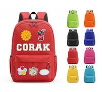 CGFN Personalised Kids Backpack for Boys & Girls, Custom Name Rucksack for Primary School & Nursery, Toddler School Bag with Soft Chenille Patches (Red)