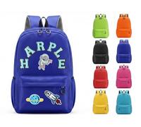 CGFN Personalised Kids Backpack for Boys & Girls, Custom Name Rucksack for Primary School & Nursery, Toddler School Bag with Soft Chenille Patches (Blue)