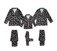 CGGMVCG Buy Again Orders My Past Orders Silk Christmas Ouftits for Family 2024 Button Down Shirt and Pants Satin Xmas Clothes Matching Sets (Z09 Candy Canes - Black, 11-12) Clearance Items