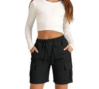 CGGMVCG Girls Cargo Shorts Casual Elasticated Waist Combat Linen Shorts Kids Summer Hiking Walking Short Pants High Waisted Outdoor Holiday Wear with Pockets