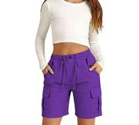 CGGMVCG Girls Cargo Shorts Casual Elasticated Waist Combat Linen Shorts Kids Summer Hiking Walking Short Pants High Waisted Outdoor Holiday Wear with Pockets