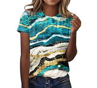 CGGMVCG Graphic Tees for Women Vintage Womens Spring Summer Marble Printed Short Sleeve O Neck T Shirts for Women Fashion