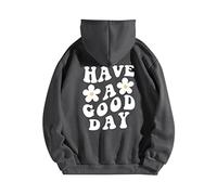 CGGMVCG Have A Good Day Hoodies for Women Daisy Print Funny Graphic Sweatshirts Loose Casual Long Sleeve Hooded Pullover Tops, Grey, S