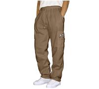 CGGMVCG Mens Cargo Sweatpants Casual Baggy Plus Size Drawstring Open Bottom Workout Athletic Fleece Joggers Pants with Pockets, Z01 Coffee, 5XL