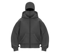 CGGMVCG Men's Jackets Balaclava Hoodie Zip Up for Men Casual Wind-resistant Full Zipped Ninja Hooded Sweatshirt Jacket Long Sleeve Hoody Outerwear with Pockets (A02 Dark Gray, L)