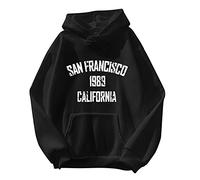 CGGMVCG San Francisco California Hoodies for Women Pullover Letter Print Graphic Sweatshirt Casual Hooded Sweatshirt, Black, XXL