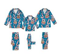 CGGMVCG Silk Christmas Ouftits for Family 2025 Button Down Shirt and Pants Satin Xmas Clothes Matching Sets (Z09 Candy Canes - Blue, 11-12)
