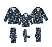 CGGMVCG Silk Christmas Pajamas for Family 2025 Button Down Shirt and Pants Satin Xmas Pjs Matching Sets Sleepwear Jammies (Z03 Snowflake - Navy, Women/M)