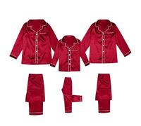 CGGMVCG Silk Christmas Pajamas for Family 2025 Button Down Shirt and Pants Satin Xmas Pjs Matching Sets Sleepwear Jammies (Wine, Women/M)